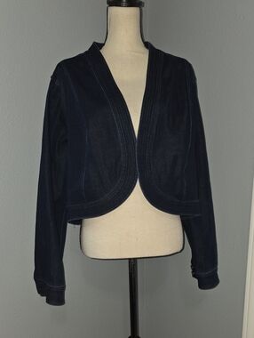Women’s Navy Open-Front Cropped Jacket